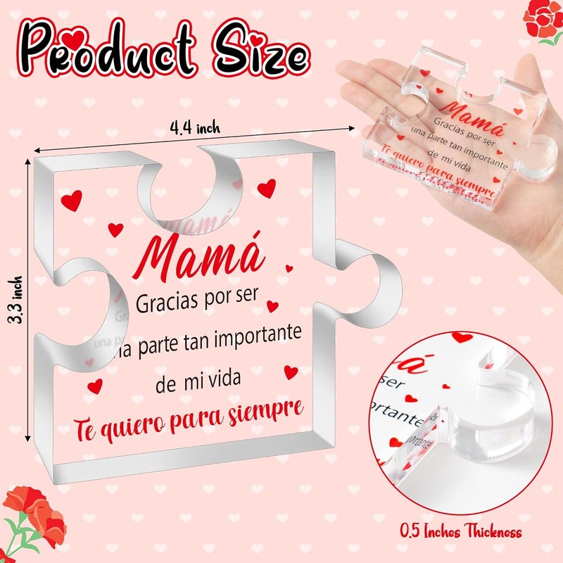 Yopyame Spanish Mom Birthday Gifts - Regalos para Mamá Decorative Acrylic Puzzle Plaque Keepsake Paperweights Gifts for Mom in Spanish Christmas Mothers Day Ideas Gifts for Mom from Daughter Son - Image 2